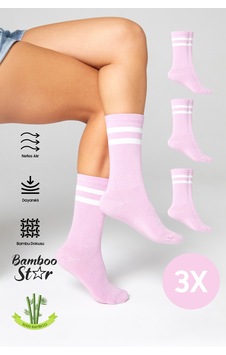 Bamboo Star Bambu Tenis Çizgili Premium Kolej Çorabı Unisex Pembe Dikişsiz Soket Çorap 3'lü Paket Bamboo Star Bambu Tenis Çizgili Premium Kolej Çorabı Unisex Pembe Dikişsiz Soket Çorap 3'lü Paket