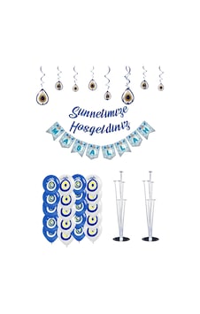 Sünnetimize Hoşgeldiniz Banner, Maşallah Banner, Nazar Boncuğu Tavan Süs Ve 2 Balon Standı Ve 20 Adet Mavi-beyaz Balon Mavi Sünnetimize Hoşgeldiniz Banner, Maşallah Banner, Nazar Boncuğu Tavan Süs Ve 2 Balon Standı Ve 20 Adet Mavi-beyaz Balon Mavi