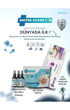 Doctor Silver Ion Gümüş İyonlu Kolonya 3 x 50 ML + Saç Yıkama Bonesi + Perine Islak Mendili 12'li Doctor Silver Ion Gümüş İyonlu Kolonya 3 x 50 ML + Saç Yıkama Bonesi + Perine Islak Mendili 12'li