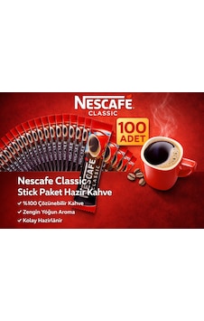 Kahve Classic 2 Gr Stick Hazır Kahve 100 Adet %100 Çözünebilir Yoğun Aromalı Kahve Classic 2 Gr Stick Hazır Kahve 100 Adet %100 Çözünebilir Yoğun Aromalı
