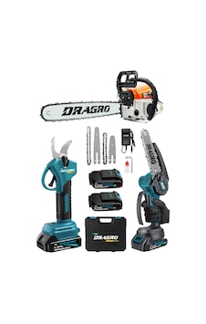 Dragro Drg-99 3'lü Set 9.9 Hp Benzinli Odun Ağaç Kesme Motoru 21v Akülü Dal Budama Makası Ve Testere M Dragro Drg-99 3'lü Set 9.9 Hp Benzinli Odun Ağaç Kesme Motoru 21v Akülü Dal Budama Makası Ve Testere M
