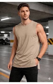 Cool Tarz Erkek Kolsuz Regular Fit Basic Atlet Yan Yırtmaçlı Pis Yaka Tişört Bej Bej Cool Tarz Erkek Kolsuz Regular Fit Basic Atlet Yan Yırtmaçlı Pis Yaka Tişört Bej Bej