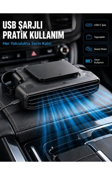 Araç Koltuk Başlığı Soğutucu Fan 5 Kademeli Hız Ayarlı Usb Şarjlı Boyun Serinletici Çokrenkli