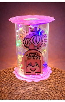 Balon Kuş Ahşap Işıklı Led Fanus Pembe Balon Kuş Ahşap Işıklı Led Fanus Pembe