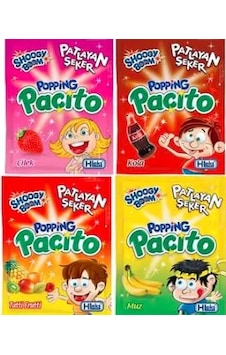 Popping Paçito Patlayan Şeker Karışık Kuru 4 x 10 Adet Popping Paçito Patlayan Şeker Karışık Kuru 4 x 10 Adet