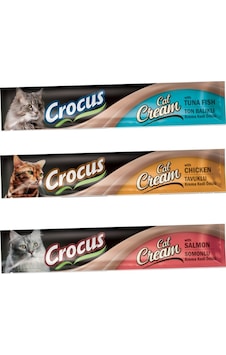 Crocus Kediler İçin Krema Ödül Tavuk-balık-somon Aromalı 3 X15gr Crocus Kediler İçin Krema Ödül Tavuk-balık-somon Aromalı 3 X15gr