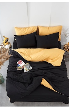 Pamuklu Ranforce Tek Kişilik Çift Taraflı Nevresim Yorgan Kılıfı 160x220 Siyah-sarı Pamuklu Ranforce Tek Kişilik Çift Taraflı Nevresim Yorgan Kılıfı 160x220 Siyah-sarı