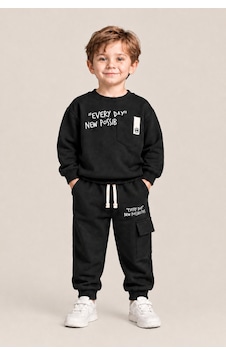 Ahengim Erkek Çocuk Pamuklu Baskılı 2 Li Takım Sweatshirt Eşofman Altı 1-4 Yaş Ak122 Siyah Ahengim Erkek Çocuk Pamuklu Baskılı 2 Li Takım Sweatshirt Eşofman Altı 1-4 Yaş Ak122 Siyah