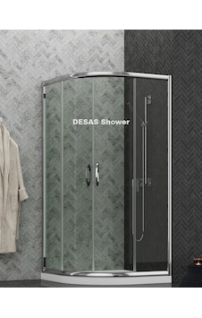 Desaş Shower 190 CM Oval Şeffaf  Duşakabin 100 x 100 5 MM Gümüş