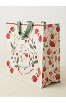 My Balli Store Winnie The Pooh Çilek Desenli Çok Amaçlı Alışveriş Çantası Beyaz - Kırmızı