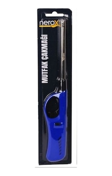 Mutfak Çakmağı Uzun Doldurulabilir Kamp Ocak Çakmağı Mavi 23 Cm