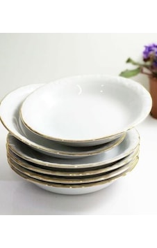 Porland 6'lı Altın Yaldızlı 16 Cm Porselen Çukur Tabak Porland 6'lı Altın Yaldızlı 16 Cm Porselen Çukur Tabak