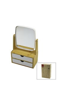 Wenken Ur-3469 2 Çekmeceli Bambu Ahşap Standlı Makyaj Aynası Ve Takılık Organizer Wenken Ur-3469 2 Çekmeceli Bambu Ahşap Standlı Makyaj Aynası Ve Takılık Organizer