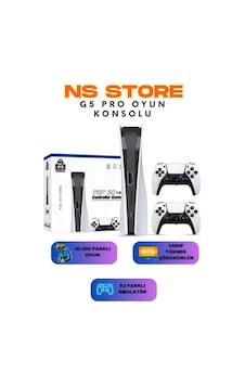 Gs5 Pro Ps5 Tasarımlı Kablosuz Çift Kol Oyun Konsolu 4k, 2.4g, 53 Emulatör, 30.000 Oyunlu Atari