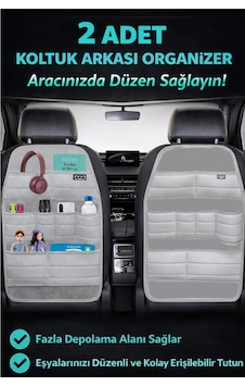 Bod Ecolux Serisi Araba Oto Koltuk Arkası Eşya Düzenleyici Araç İçi Organizer 2'li Set Gri Bod Ecolux Serisi Araba Oto Koltuk Arkası Eşya Düzenleyici Araç İçi Organizer 2'li Set Gri