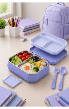 Emilahome Happii Beslenme Kabı Çelik Bölmeli Sızdırmaz Mor - 865593897 Mor