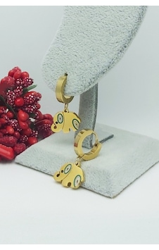 Altın Kaplama Turkuaz Fil Çelik Küpe 2,5 cm Altın Kaplama Turkuaz Fil Çelik Küpe 2,5 cm