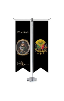 Osmanlı Padişahları - Iv. Murad Ve Osmanlı Arması - Saten -kırlangıç - T Direk 2li Masa Bayrağı 1 Osmanlı Padişahları - Iv. Murad Ve Osmanlı Arması - Saten -kırlangıç - T Direk 2li Masa Bayrağı 1