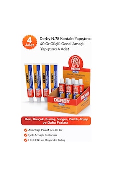 Derby N.78 Kontakt Yapıştırıcı 40 Gr Güçlü Genel Amaçlı Yapıştırıcı 4 Adet Derby N.78 Kontakt Yapıştırıcı 40 Gr Güçlü Genel Amaçlı Yapıştırıcı 4 Adet