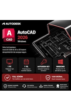 Autodesk Autocad 2026 Windows - 1 Pc 1 Yıl Autodesk Key Full Sürüm