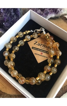 Store Zarman Doğal Taş 8 MM Sitrin-hematit Gümüş Klipsli Kolye Store Zarman Doğal Taş 8 MM Sitrin-hematit Gümüş Klipsli Kolye