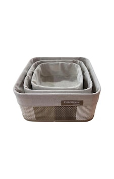 Cooker Kare Gri Sepet Seti 3'lü 25x25x12 Cm Cooker Kare Gri Sepet Seti 3'lü 25x25x12 Cm