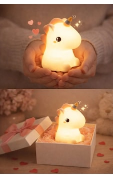 Ers Rgb Led Unicorn Gece Yatak Odası Lambası Renk Değiştiren Yumuşak Silikon Şarj Edilebilir Çok Renkli