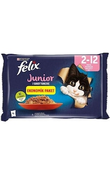 Felix Junior Pouch Ekonomik Paket Tavuklu Yavru Kedi Konservesi 4'lü 85 Gr Felix Junior Pouch Ekonomik Paket Tavuklu Yavru Kedi Konservesi 4'lü 85 Gr