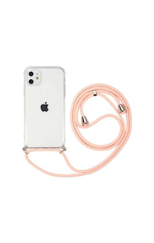 Apple Uyumlu iPhone 11 Kılıf Şeffaf Köşe Korumalı İpli Boyun Askılı Kapak X-rop