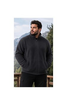 Givoria Büyük Beden Fermuarlı Polar Hırka Yumuşak Polar Ceket Füme Füme Givoria Büyük Beden Fermuarlı Polar Hırka Yumuşak Polar Ceket Füme Füme