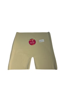 Qulat Lazer Kesim Yüksek Bel Tekli Şort Boxer Ten