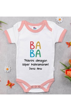 Bk Gift Bk Kids Kişiye Özel Pembe Bebek Body Zıbın - Model 73