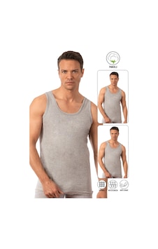 Özkan Underwear Özkan 0050 2'li Paket Erkek Pamuklu Süprem Esnek Rahat Kalın Askılı Atlet Gri Melanj Özkan Underwear Özkan 0050 2'li Paket Erkek Pamuklu Süprem Esnek Rahat Kalın Askılı Atlet Gri Melanj