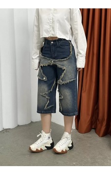 Paradise Roxy Patchwork Detaylı Denim Capri Pantolon Çok Renkli