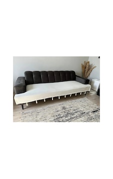 Püsküllü Şal Model Koltuk Örtüsü Ekru 100x230 %100 Pamuk Örme, Kaymaz, Dekoratif Ev Tekstili Ekru Ekru