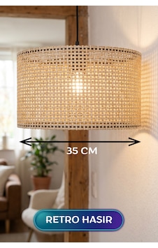 Retro Hasır Kumaş Başlıklı Sarkıt Avize 35 Cm Çokrenkli Retro Hasır Kumaş Başlıklı Sarkıt Avize 35 Cm Çokrenkli