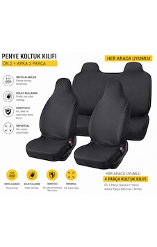 Oto Servis Kılıfı Penye Kılıf Siyah Universal Ön Ve Arka Koltuk Kılıfı Penye Universal
