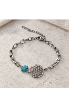 Dora S Shine Aqua Bloom Yaşam Çiçeği Motifli Turkuaz Renk Taş Detaylı Paslanmaz Çelik Kadın Bileklik Gümüş Renk Ayarlanabilir Zincir Renkli Dora S Shine Aqua Bloom Yaşam Çiçeği Motifli Turkuaz Renk Taş Detaylı Paslanmaz Çelik Kadın Bileklik Gümüş Renk Ayarlanabilir Zincir Renkli