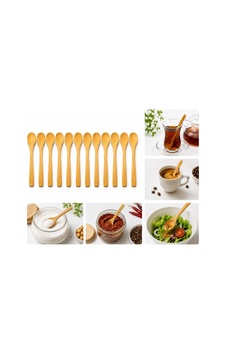 Kaşık Seti Doğal Bambu Mini Ahşap Servis Ve Karıştırma Kaşığı Baharat, Bal, Reçel, Sos, Tatlı Ve Kahve İçin 12 Adet, Kahverengi