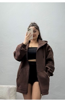 Belendir Kadın 3 İplik Kompakt Oversize Sweat Kahve Acı Kahverengi Belendir Kadın 3 İplik Kompakt Oversize Sweat Kahve Acı Kahverengi