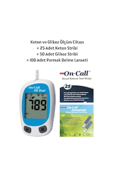 On Call GK Dual Keton ve Şeker Ölçüm Cihazı + 25 Keton Stribi + 50 Şeker Stribi On Call GK Dual Keton ve Şeker Ölçüm Cihazı + 25 Keton Stribi + 50 Şeker Stribi