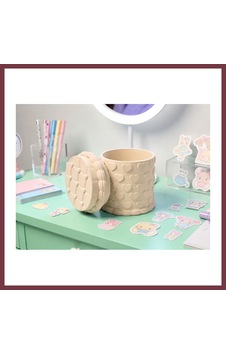 Storeşahin 3d Baskı Kabartma Kalp Desenli Kapaklı Kalemlik - Masaüstü Organizer - Bej Shn0720 Storeşahin 3d Baskı Kabartma Kalp Desenli Kapaklı Kalemlik - Masaüstü Organizer - Bej Shn0720