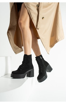 Dabab Shoes Melvıan Kadın Siyah Lüks Süet Bağcıklı Fermuarlı İçi Kürklü 8 Cm Kalın Topuklu 3 Cm Platform Bot Bootie Siyah Süet Dabab Shoes Melvıan Kadın Siyah Lüks Süet Bağcıklı Fermuarlı İçi Kürklü 8 Cm Kalın Topuklu 3 Cm Platform Bot Bootie Siyah Süet