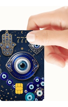 Nazar Boncuklu 777 Temalı Kredi Ve Banka Kartı Kaplama Sticker V2 Standart Nazar Boncuklu 777 Temalı Kredi Ve Banka Kartı Kaplama Sticker V2 Standart