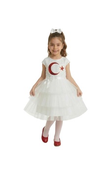 Mnk Baby & Kids Ay Yıldız Motifli Kız Çocuk 23 Nisan Elbisesi M00813 Beyaz Mnk Baby & Kids Ay Yıldız Motifli Kız Çocuk 23 Nisan Elbisesi M00813 Beyaz