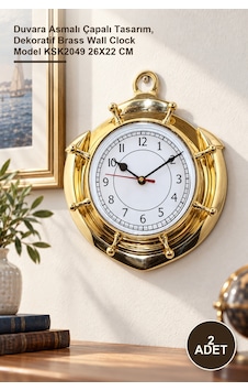 2 Adet Pirinç Duvar Saati Duvara Asmalı Çapalı Tasarım, Dekoratif Brass Wall Clock Model Ksk2049 26x22 Cm Metal 2 Adet Pirinç Duvar Saati Duvara Asmalı Çapalı Tasarım, Dekoratif Brass Wall Clock Model Ksk2049 26x22 Cm Metal