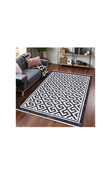 Modern Siyah Beyaz Geometrik Kilim Kaymaz Taban, Yıkanabilir, Salon & Oturma Odası Siyah Siyah Modern Siyah Beyaz Geometrik Kilim Kaymaz Taban, Yıkanabilir, Salon & Oturma Odası Siyah Siyah