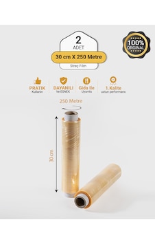 2 Adet 30cm X 250mt Gıda Streç Film Yemekçiler Çiğ Köfteciler Ve Şarküteriler Için 1.kalite 2 Adet 30cm X 250mt Gıda Streç Film Yemekçiler Çiğ Köfteciler Ve Şarküteriler Için 1.kalite