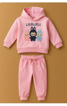 Esila Kids Kız Çocuk Eşofman Takımı Labubu Takım Kapüşonlu Baskılı Sweatshirt Ve Pantolon Pembe Esila Kids Kız Çocuk Eşofman Takımı Labubu Takım Kapüşonlu Baskılı Sweatshirt Ve Pantolon Pembe