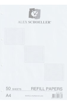 Alex Schoeller Çizgili Kolej Yedek A4 Beyaz N 883 Alex Schoeller Çizgili Kolej Yedek A4 Beyaz N 883